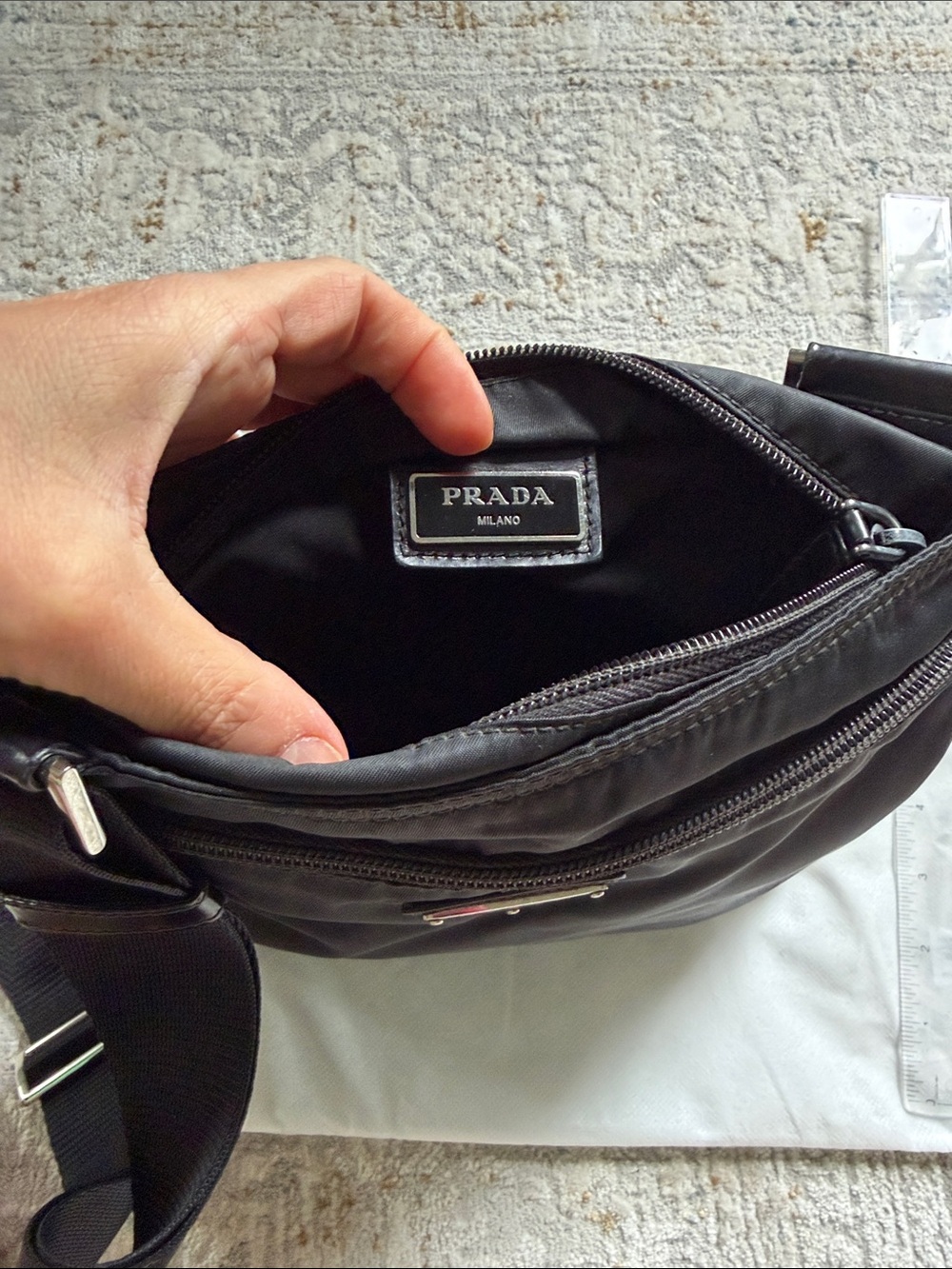 Prada Black Nylon Messenger Crossbody with Adjustable Strap - Picture 7 of 8